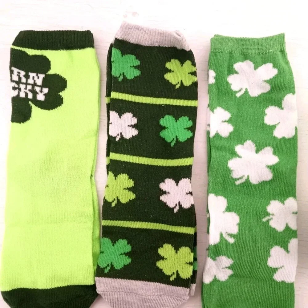 St. Patrick's Day Born Lucky Youth 3-Pack Socks + Reuseable Cup -New Tags